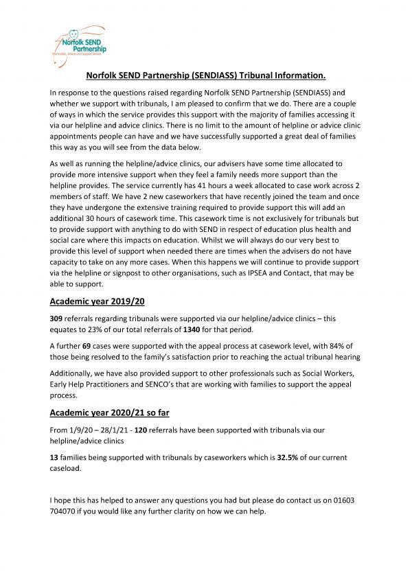 Norfolk SEND Partnership - Tribunal Information | Norfolk SENDIASS