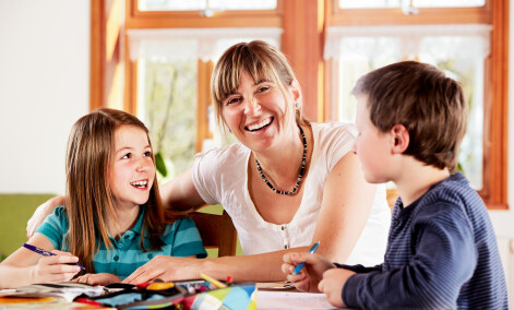 woman and 2 kids