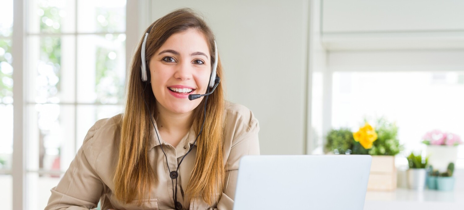 helpline headset and laptop
